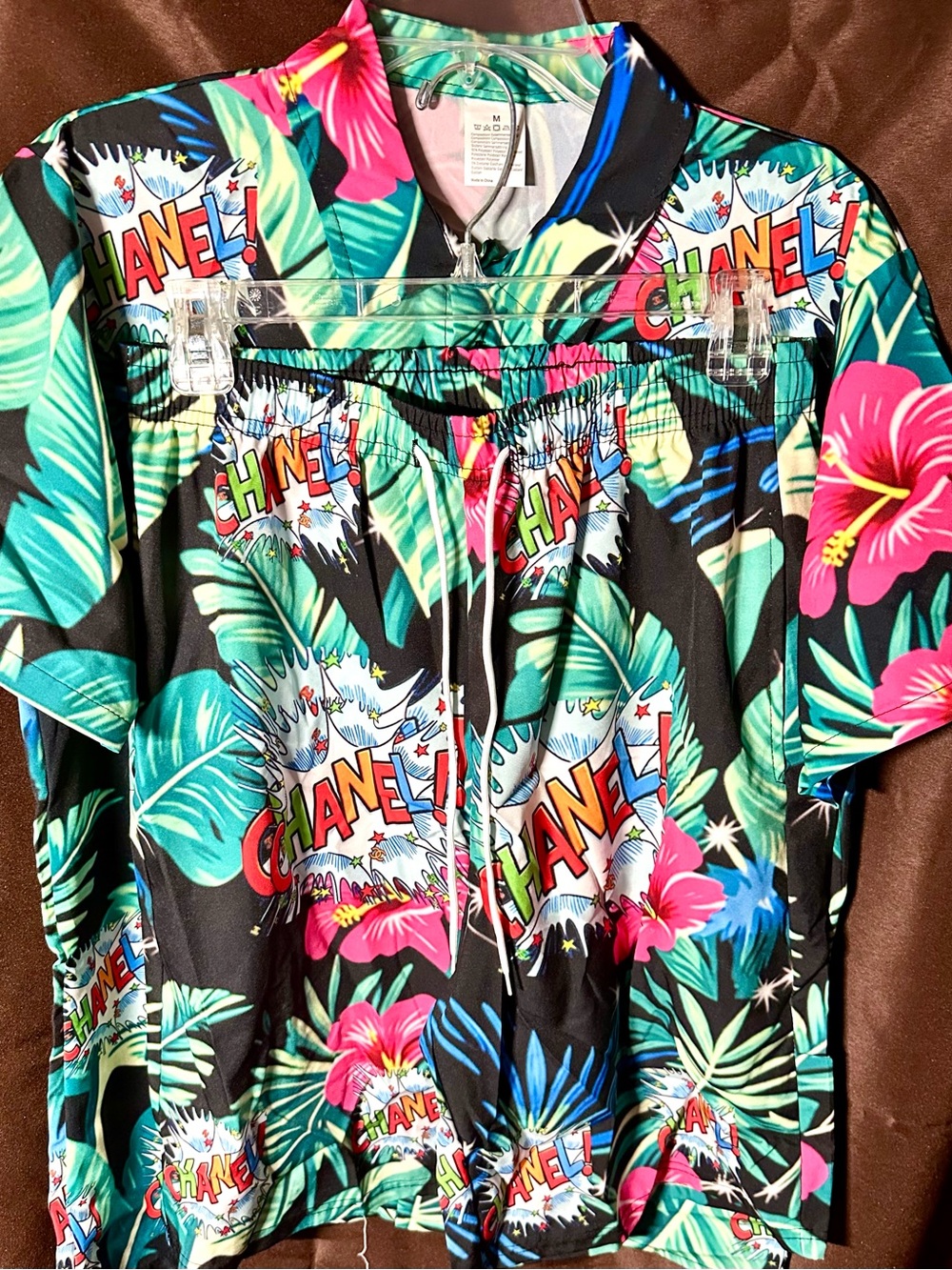 Designer Inspired Men’s Tropical Graphic 2-Piece (Shirt&Shorts) Set Medium NWOT